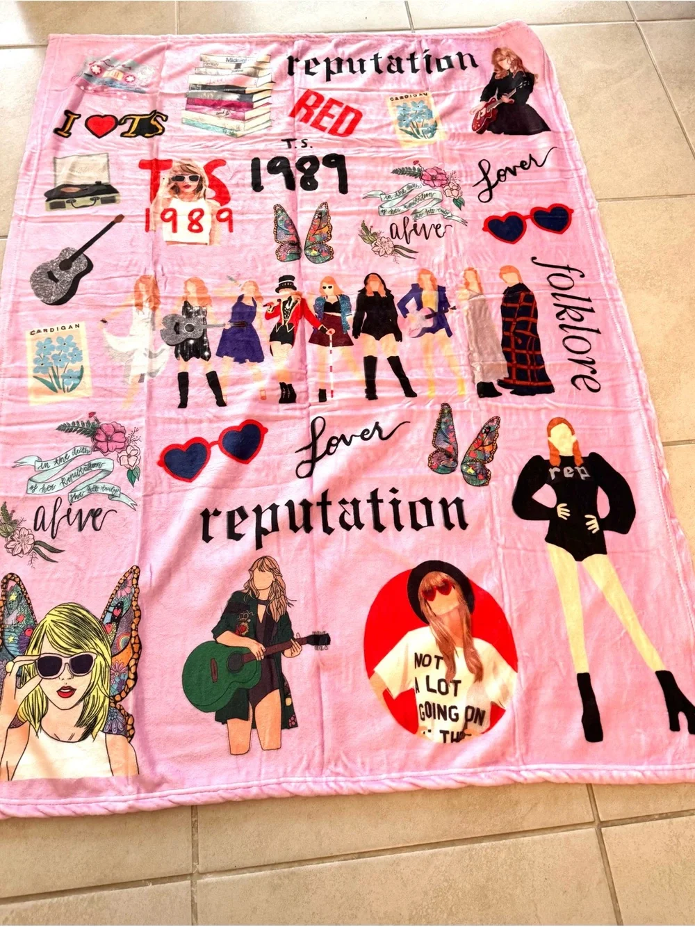 Taylor Swift Lavender Graphic Throw Blanket - Purple, Red, Black